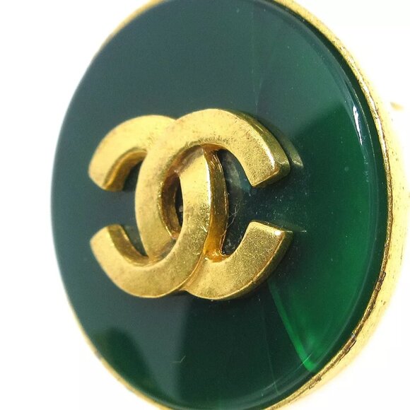 hanel Gripoix Button Earrings Gold Clip-On - Picture 4 of 5